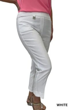 Women's Scallop Hem Capri Pants -Vogue Store 23016 WHITE l