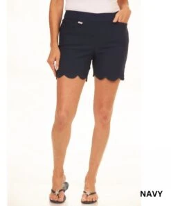 Women's Scallop Hem Shorts -Vogue Store 23446 NAVY l