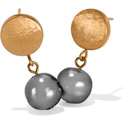 Mediterranean Grey Pearl Post Drop Earrings