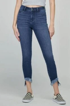 Mid Rise Crop Skinny Fray Jean