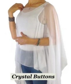Six Crystal Button Poncho -Vogue Store 32314 SWH l
