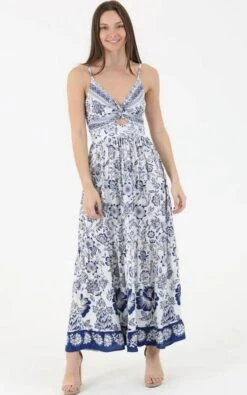 Floral Maxi Dress Ivory -Vogue Store 32352 IVRYBLUE l