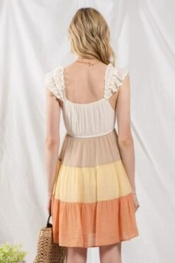 Colorblock Mini Dress -Vogue Store 32404 ORANGEMULTI l