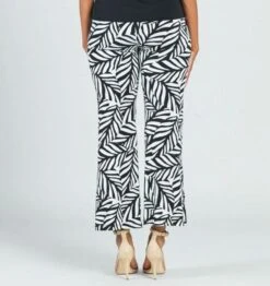 Leaf Strip Side Ankle Pants -Vogue Store 32499 WHITEBLCK l