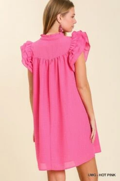 Layered Ruffle Sleeve Dress -Vogue Store 32633 UMGHTPNK l