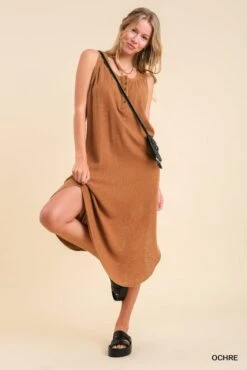 Hi Lo Midi Dress -Vogue Store 32646 OCHRE l