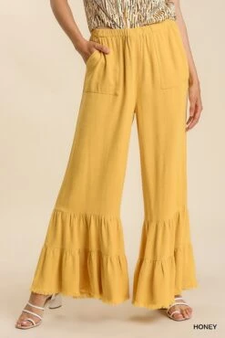 Ruffle Leg Pant -Vogue Store 32647 HONEY l