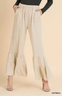 Ruffle Leg Pant -Vogue Store 32647 OATMEAL l