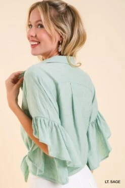 Top W/Ruffle Sleeve -Vogue Store 32648 LTSAGE l