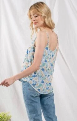 Floral V Neck Cami -Vogue Store 32695 BLUEMULTI l