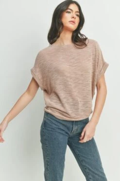 Slub Knit Top -Vogue Store 32700 ROSE l