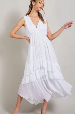 V Neck Ruffle Maxi Dress