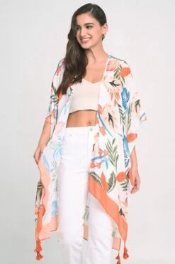Palm Leaf Kimono -Vogue Store 32969 IVORY l
