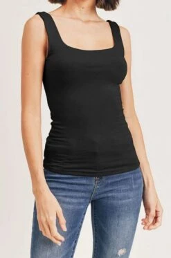 Square Neck Tank -Vogue Store 32985 BLACK l