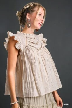 Poplin Sleeve Top -Vogue Store 33018 SAND l